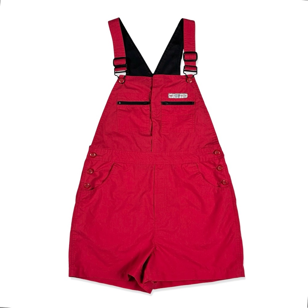 No Excuses Vintage 90's Red Tech Shorts Overalls